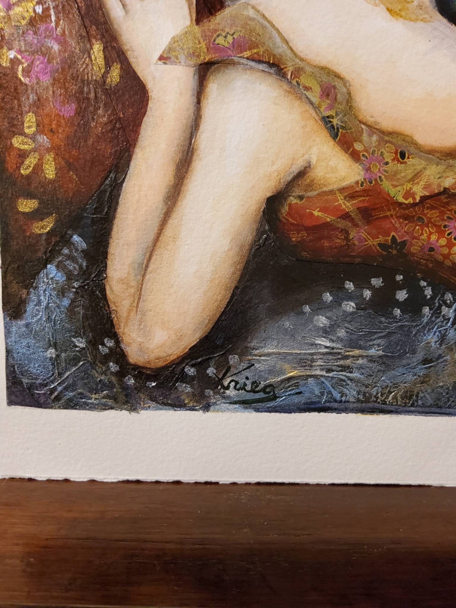 Signed Figurative Print of Woman by Susan Kreig