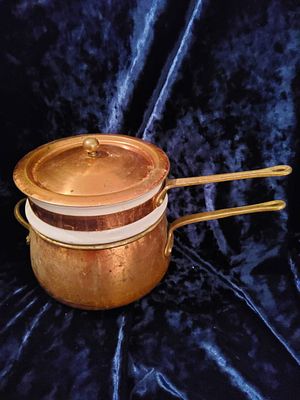 Vintage Copper Bain-Marie Double Boiler Pot. Vintage copper double boiler pot featuring a copper 
