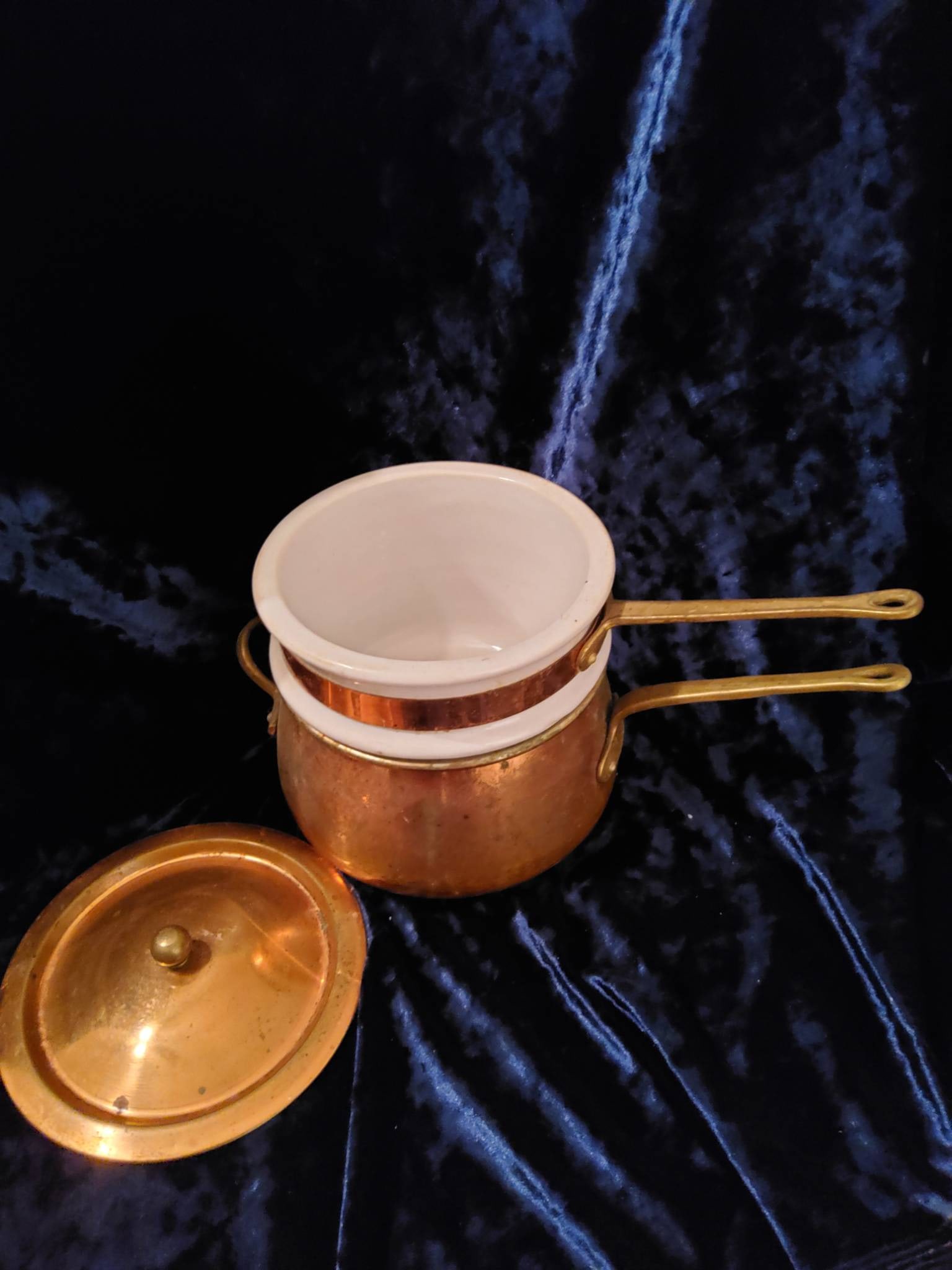 Vintage Copper Bain-Marie Double Boiler Pot