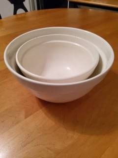 Set of Two White Ceramic Mixing Bowls