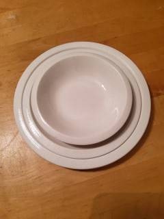 Set of Four White Ceramic Dishes in Mixed Sizes