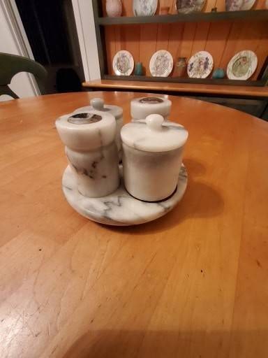 Marble Spice Jar and Tray Set with Lids