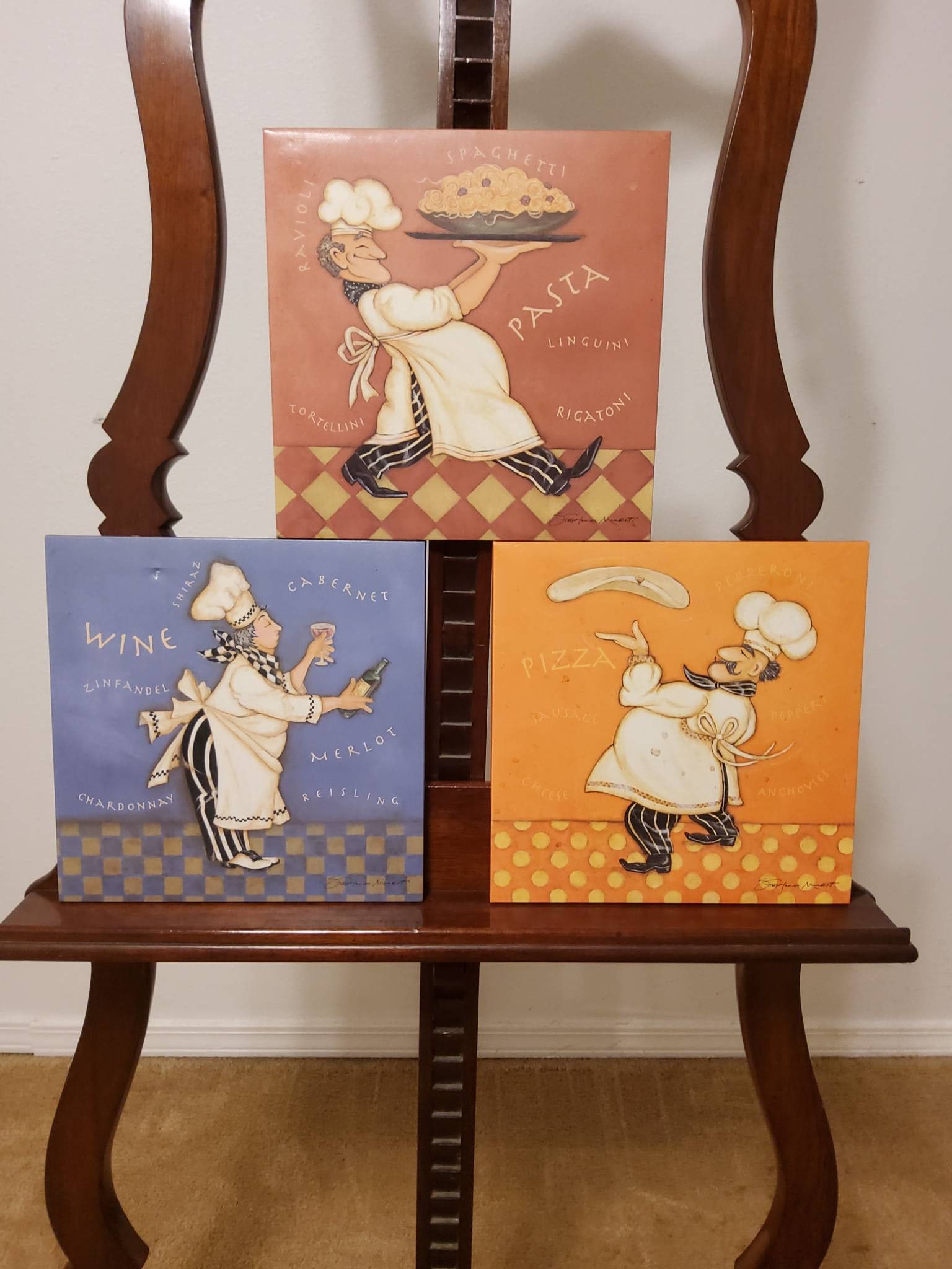 Set of 3 Whimsical Chef Wall Art Prints by Stephanie Marzott