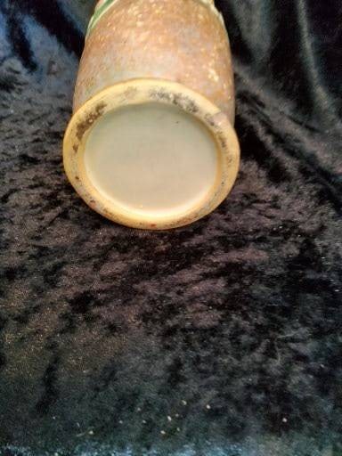 Art Pottery Vase with Floral Motif and Handles