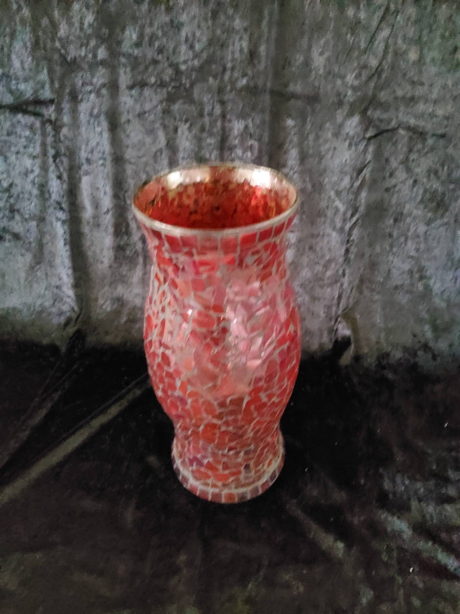 Red Mosaic Glass Shade with Flared Design