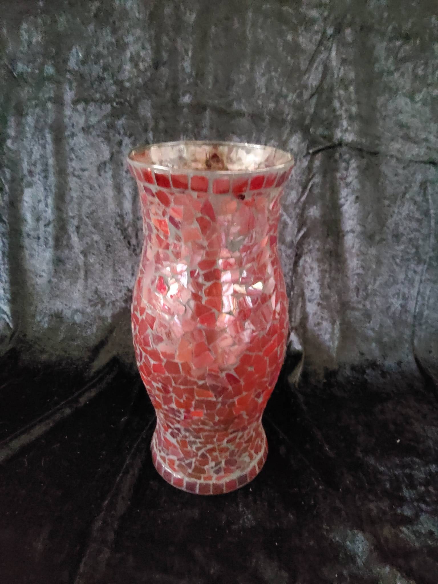 Red Mosaic Glass Shade with Flared Design