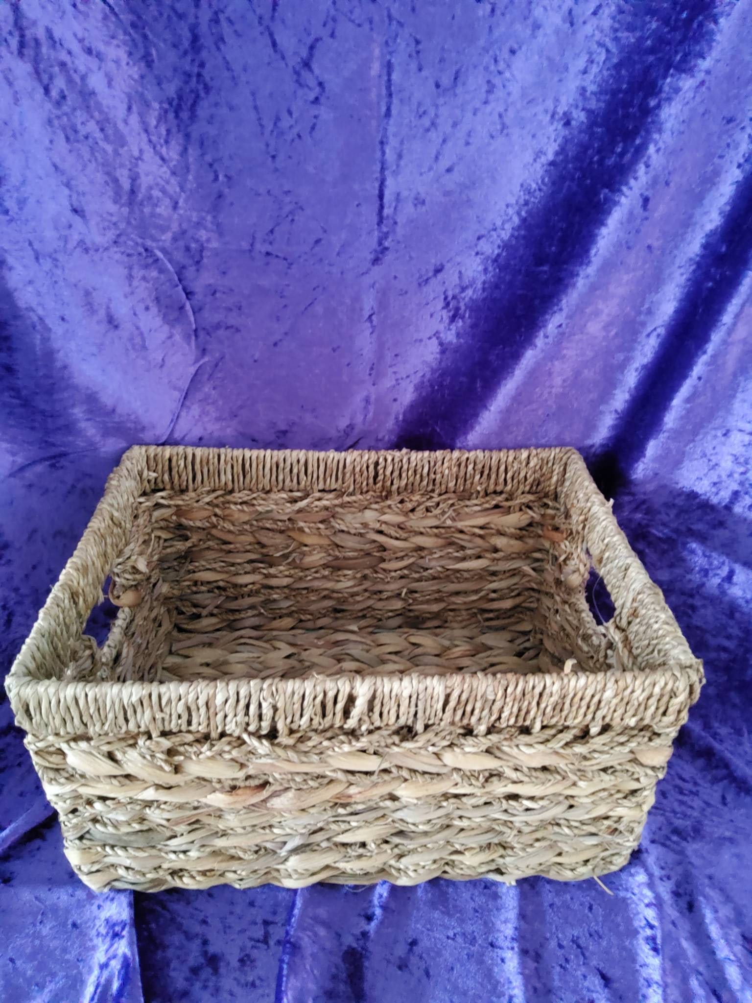 Rectangular Handwoven Natural Fiber Basket