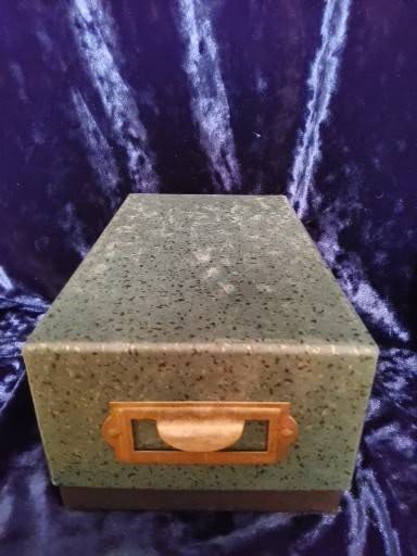 Speckled Green Card File Box with Brass Handle