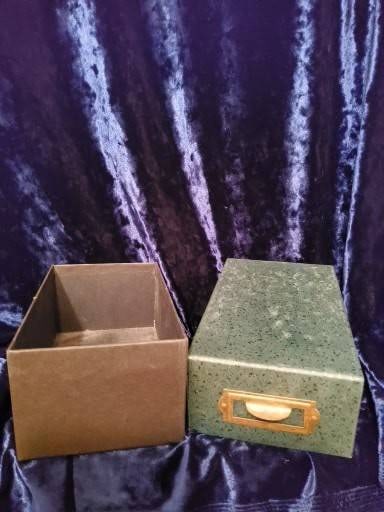Speckled Green Card File Box with Brass Handle