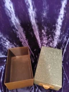 Speckled Green Card File Box with Brass Handle