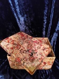 Decoupage Wooden Storage Box with Floral Design