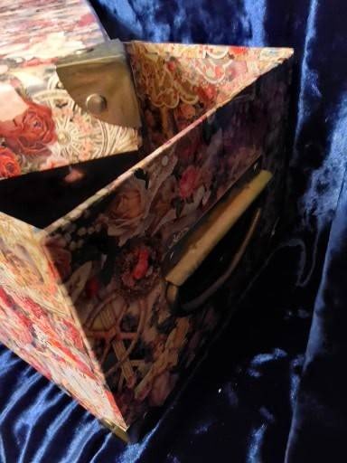 Decoupage Wooden Storage Box with Floral Design
