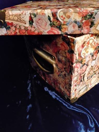 Decoupage Wooden Storage Box with Floral Design