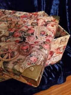Decoupage Wooden Storage Box with Floral Design