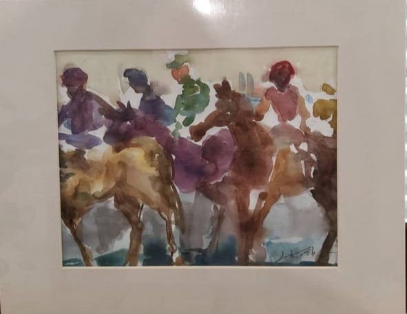 Framed Artwork of Racehorses