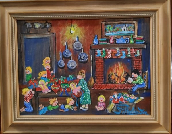 Acrylic Painting ‘Wrapping Christmas Gifts’
