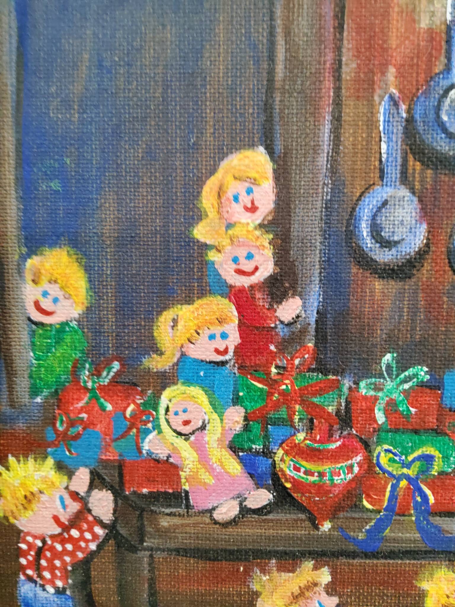 Acrylic Painting ‘Wrapping Christmas Gifts’