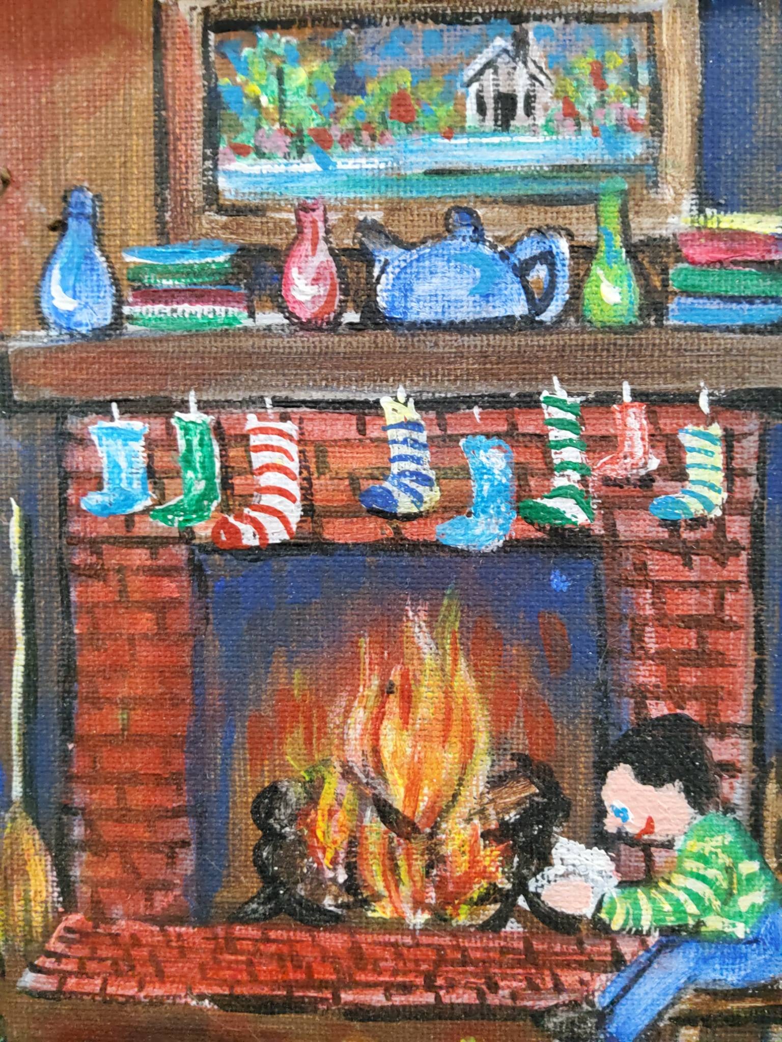 Acrylic Painting ‘Wrapping Christmas Gifts’