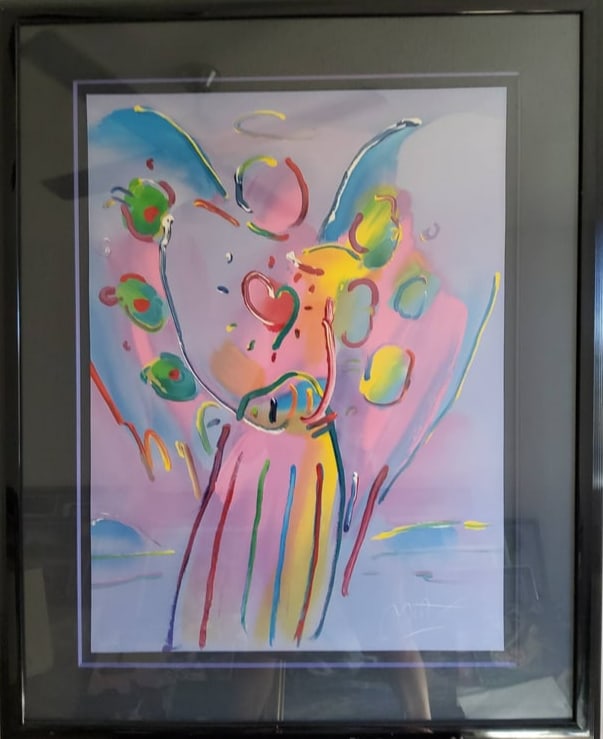 Peter Max Numbered Serigraph in Black Lacquered Frame