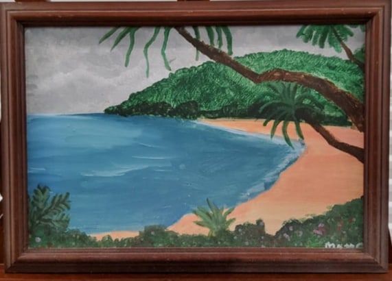 Framed Landscape Painting by Obscured Artist