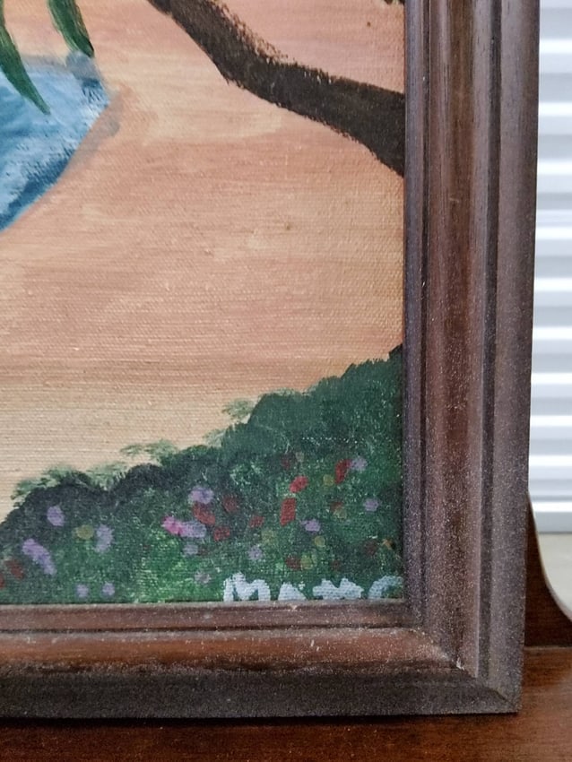 Framed Landscape Painting by Obscured Artist