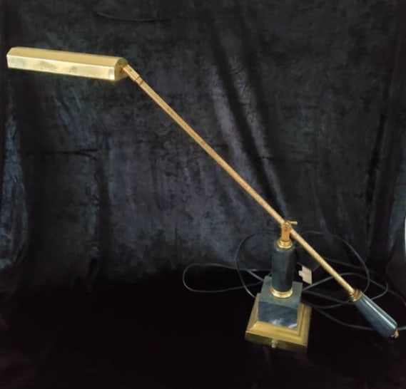 Brass Adjustable Desk Lamp with Weighted Base