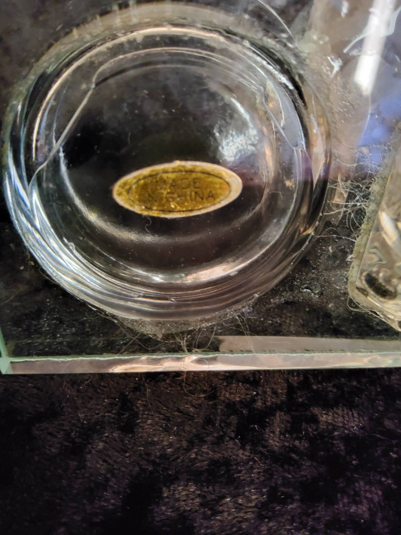 Glass Display with Holder for Tealight or Keepsake, with an Angel Etched into a Decorative Backplate