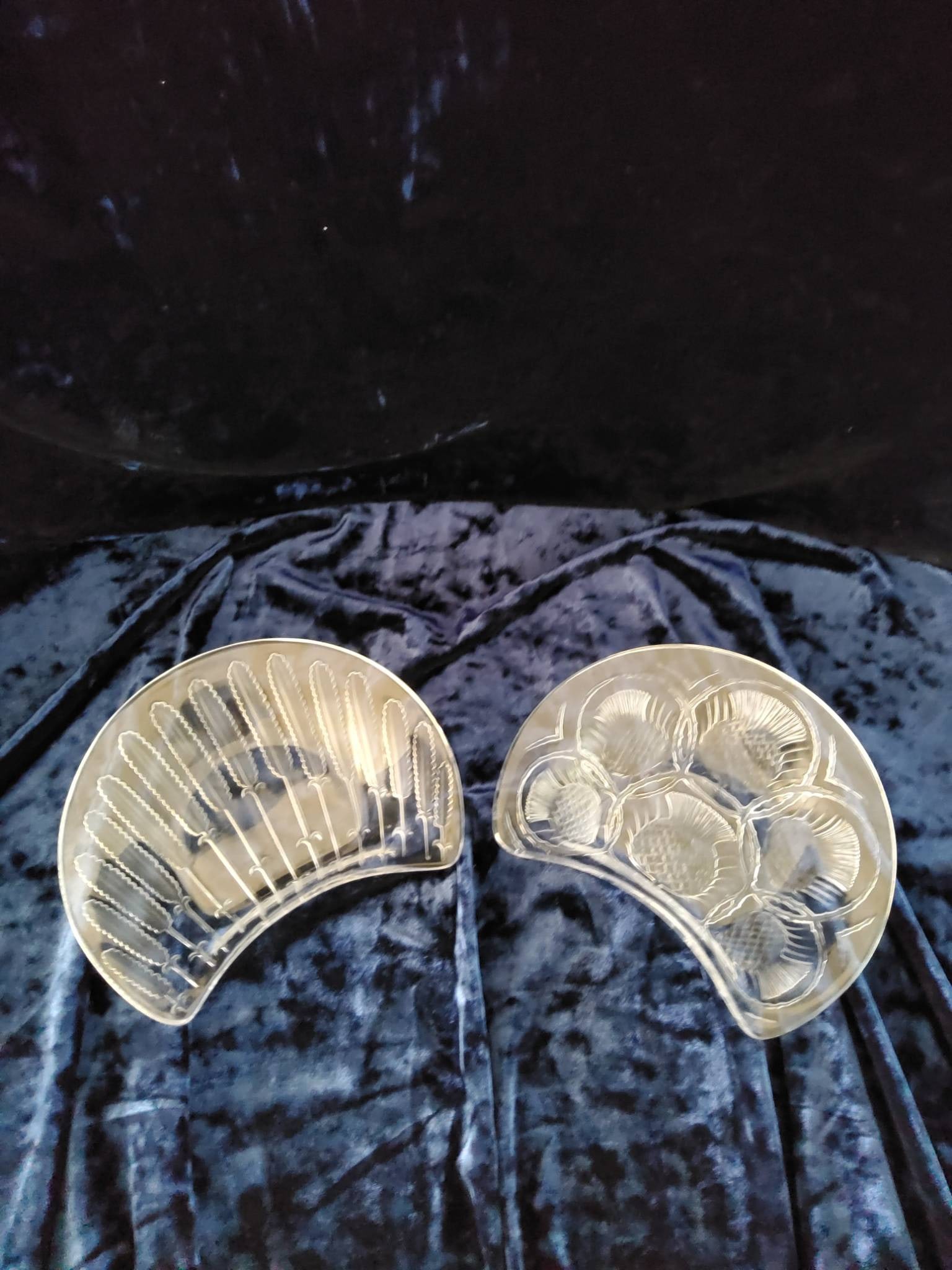 Set of Two Clear Glass Divided Serving Plates