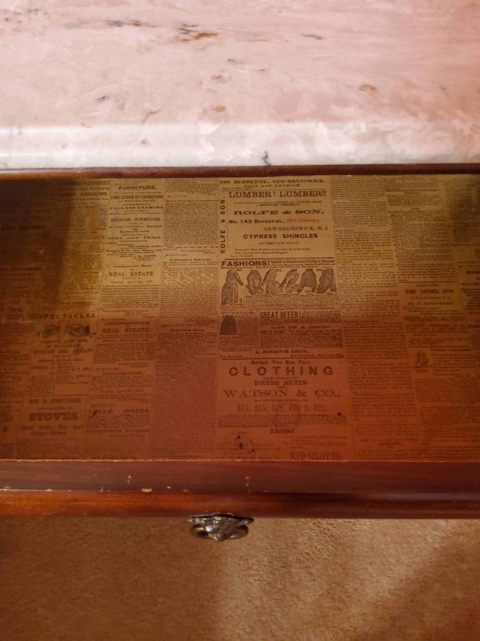 Wooden 3-Drawer Chest with Marble Top