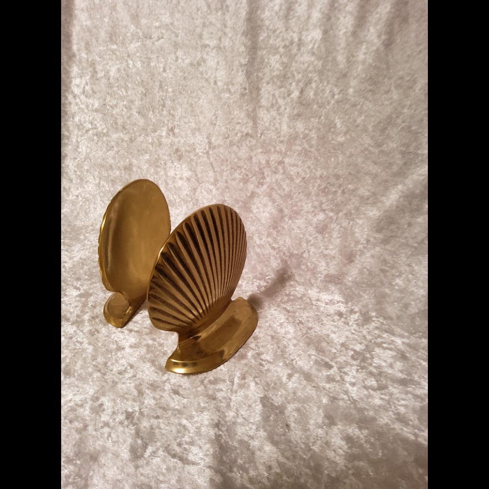 Vintage Brass Clam Shell Bookends - Decorative, Nautical Style