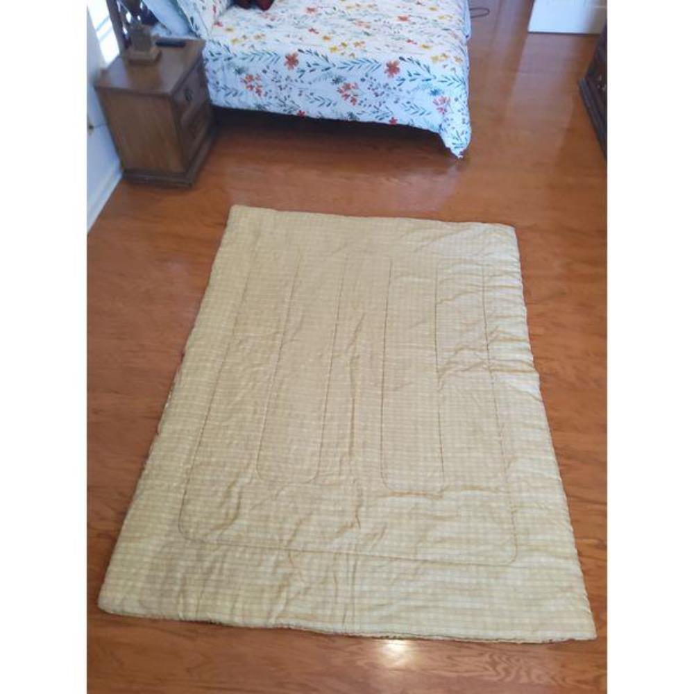 Reversible Quilted Baby Sized Comforter - Floral Pattern, Light Yellow, Pink, Green