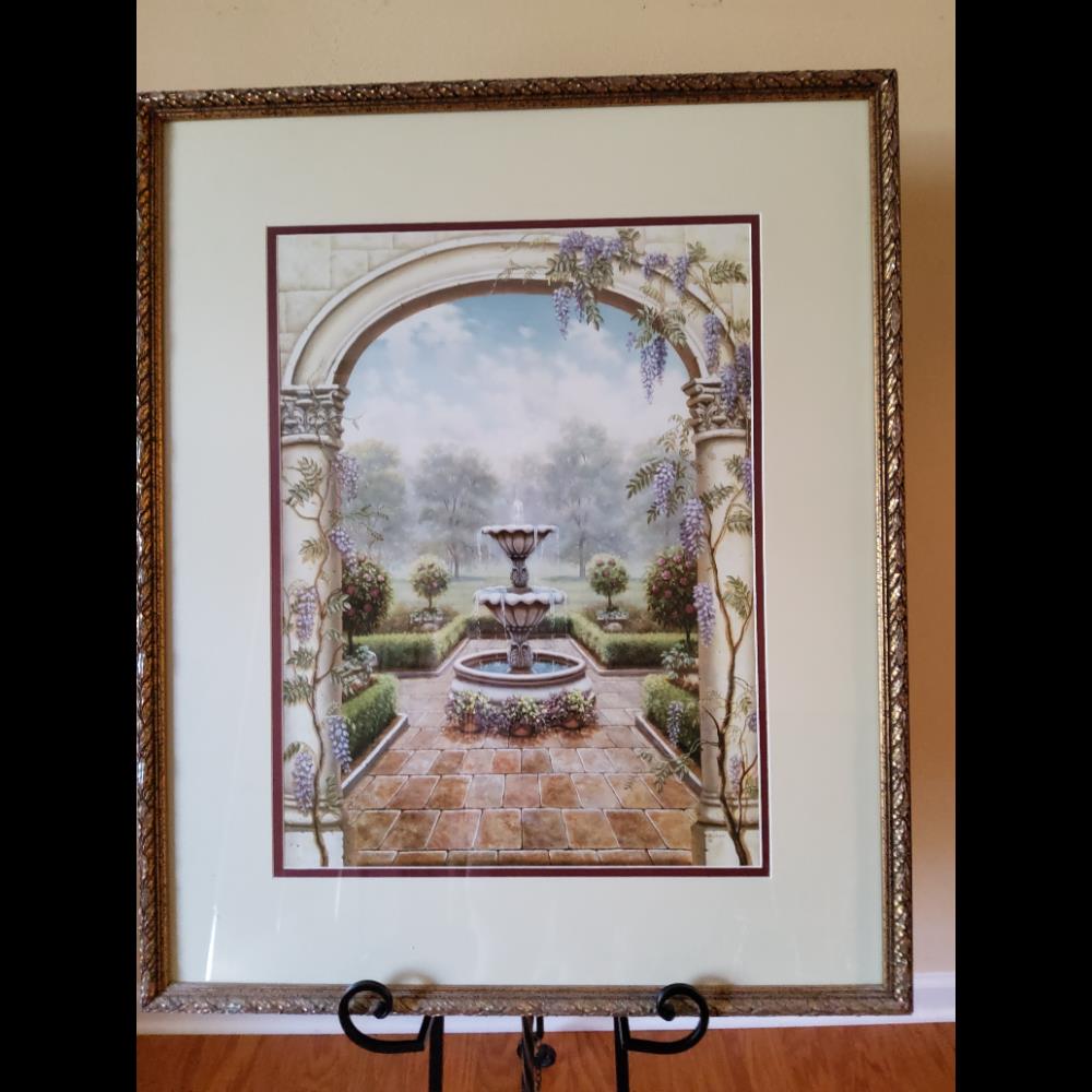 J. Gibson Art Print, Framed - Fountain Scene