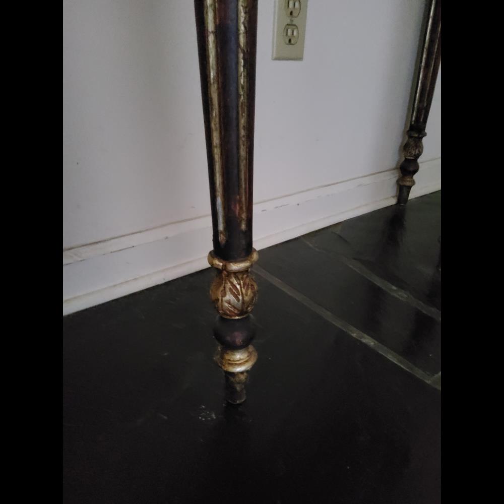 Antique Console Table - Half-Moon Shape, Gold Leaf Accents, Ornate Design