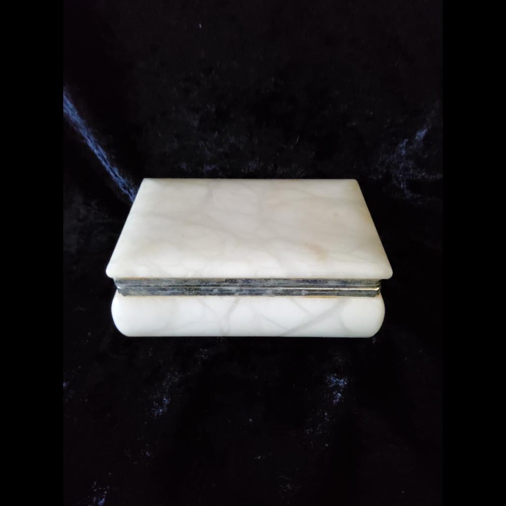 Marble Trinket Box - Vintage Design, Hinged Lid, Decorative Accent