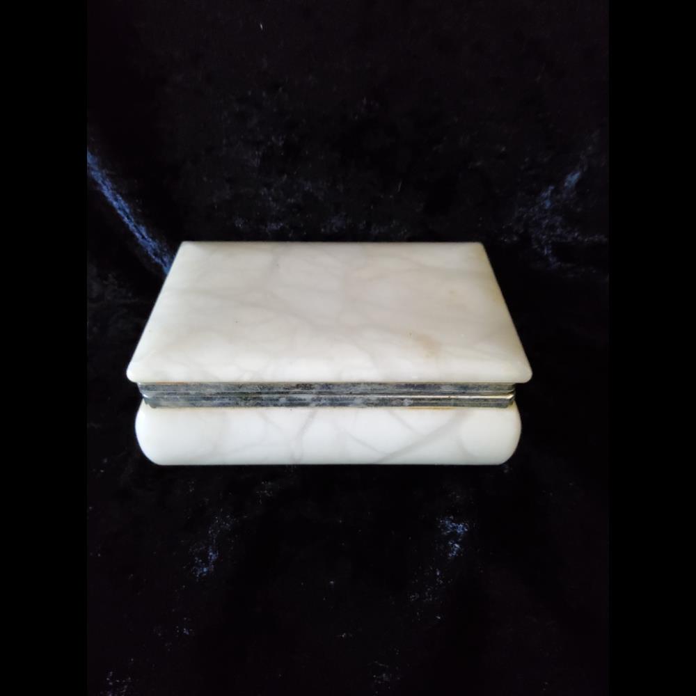 Marble Trinket Box - Vintage Design, Hinged Lid, Decorative Accent