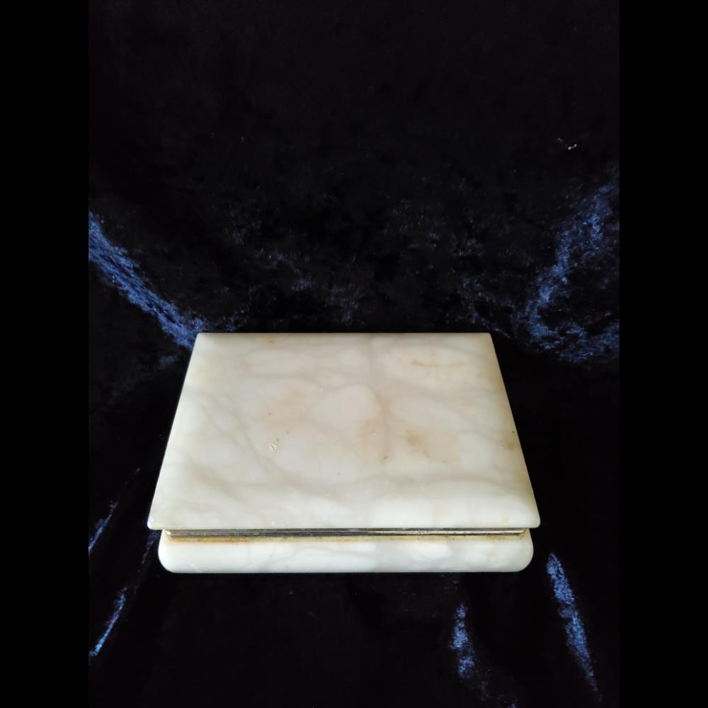 Marble Trinket Box - Vintage Design, Hinged Lid, Decorative Accent