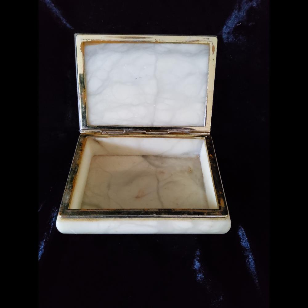 Marble Trinket Box - Vintage Design, Hinged Lid, Decorative Accent