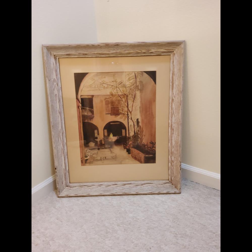 A. Walters Framed Courtyard Print - 1-31-60, Wood Frame