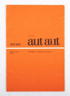 RIVISTA AUT AUT, numero di Luglio – Ottobre 1984 con articoli di Gianni Vattimo e dedica 