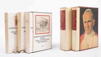 CINQUE VOLUMI IN MISCELLANEA: 1) Ferdinand Gregorovius STORIA DELLA CITTA’ DI ROMA NEL MEDIOEVO 