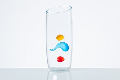 ALFREDO BARBINI, Vaso in vetro. Produzione Murano, Italia 1990 ca. Vaso in vetro incolore 