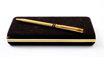 AURORA penna a sfera in argento 925 dorato con custodia.