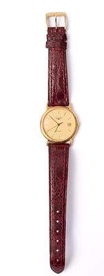 Anni '90 - LONGINES orologio da polso, cassa in oro giallo 18 KT, movimento al quarzo, cinturino 