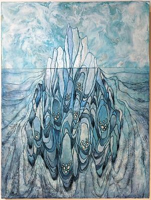Angela Hansen - Angela Hansen "1.5° C and Rising". Original, encaustic painting. 24"H x 18"W. $450 FMV.