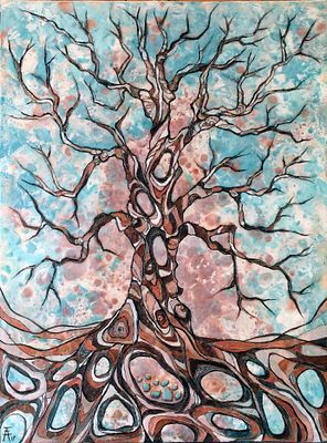 Angela Hansen - Angela Hansen "Tree of Dreams". Original, encaustic painting. 24"H x 18"W. $450 FMV.