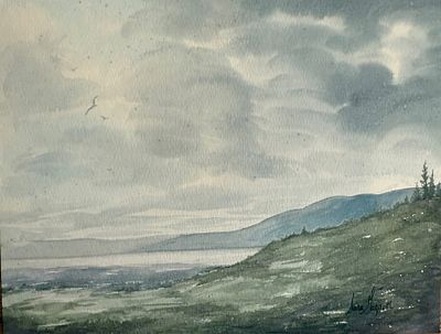 Sara Gagnon - Sara Gagnon. "A Storm is Brewing" . Original Watercolour painting. 8.5"H x 11"W.