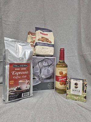 Coffee Themed Basket Fair Market Value $125.00. "“Espresso Yourself: A Little Luxury in Every 