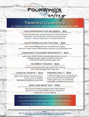 Four Winds Eatery (Falkland, BC) gift certificate for $100. $100 Gift Certificate to Four Wind's 