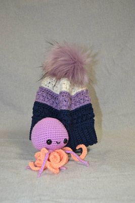 Crochet Toque and Jellyfish. Fair Market Value $70. Lovingly crafted toque to keep you warm 