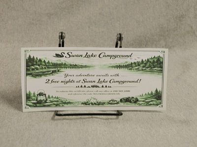 Swan Lake Campground Gift Card for a 2 night stay. Fair Market Value $130. Welcome to Swan Lake 